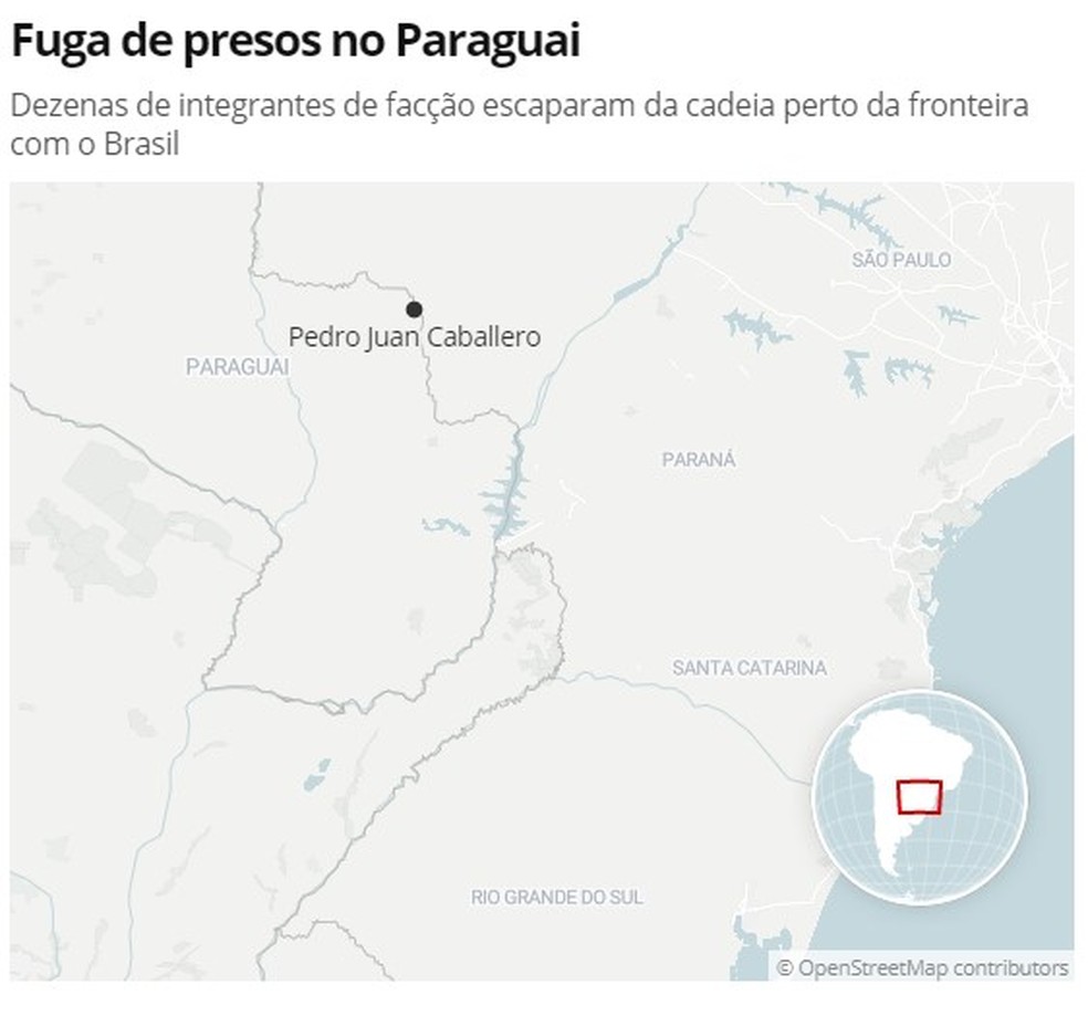 Fuga de presos no Paraguai — Foto: G1 