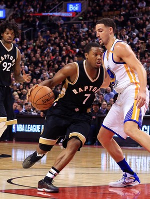 Kyle Lowry e Klay Thompson Warriors x Raptors NBA (Foto: Getty) Kyle Lowry e Klay Thompson Warriors x Raptors NBA (Foto: Getty)