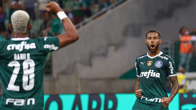 Wesley comemora o gol em Palmeiras x Guarani