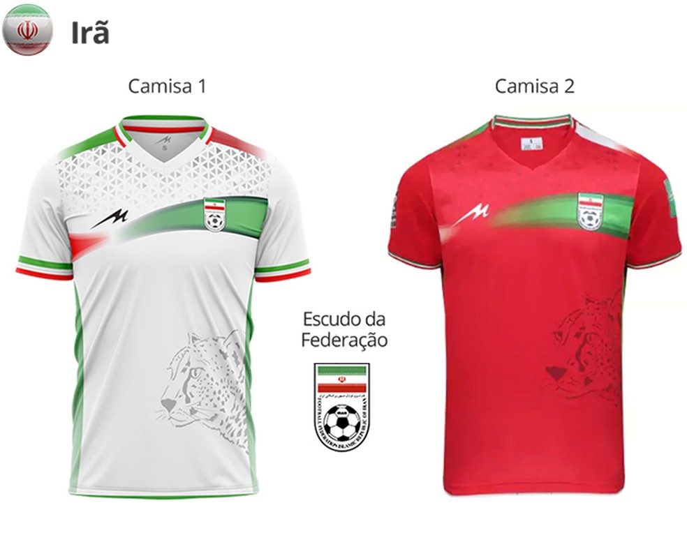 Uniformes do Irã para a Copa do Mundo de 2022 — Foto: Divulgação