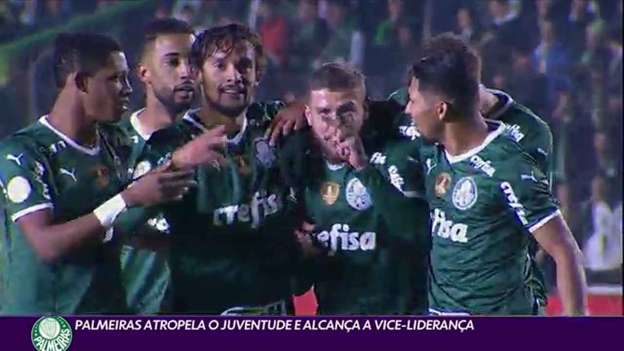 Palmeiras atropela o Juventude e alcança a vice-liderança do Brasileirão