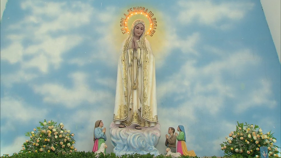 Imagem de Nossa Senhora de Fátima do santuário localizado no Recife — Foto: Reprodução/TV Globo