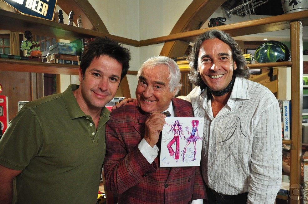Murilo e Alexandre destacam a parceria com Luis Gustavo, que deu vida a Victor Valentim na primeira versão de 'Ti Ti Ti', em 1985, e fez uma participação no remake — Foto: TV Globo