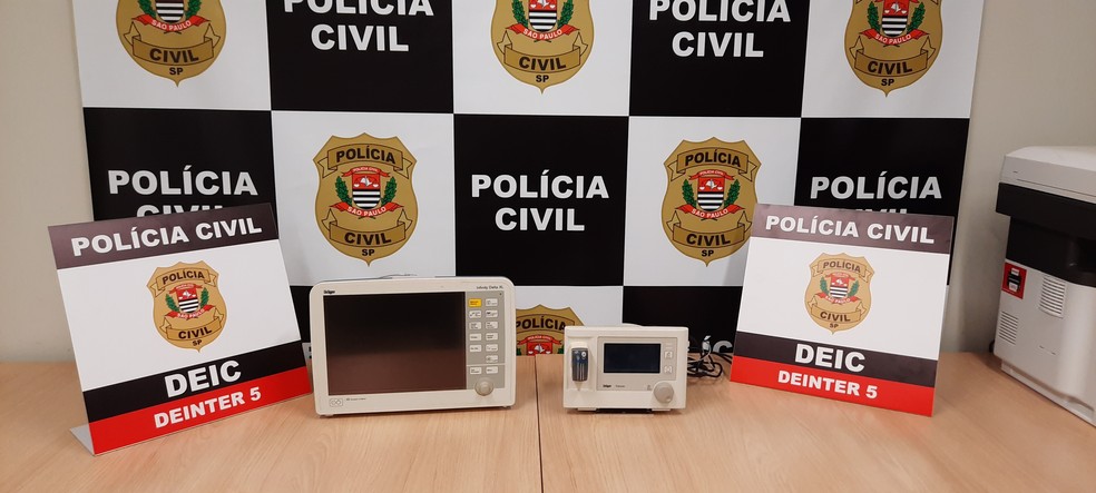 Equipamentos furtados por técnico de enfermagem foram levados à delegacia de Rio Preto — Foto: Aquivo Pessoal 