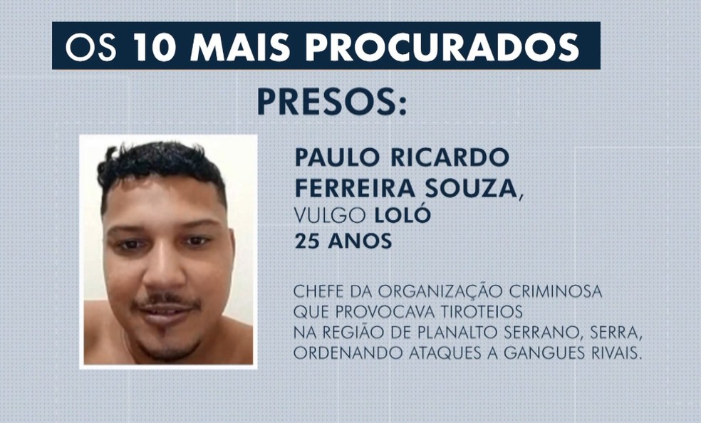 "Loló", que era o quarto mais procurado no Espírito Santo, foi preso — Foto: Reprodução/TV Gazeta
