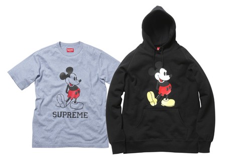 Uma das muitas cobiçadas collabs da Supreme foi a com a Disney, na coleção cápsula de duas peças estampadas por Mickey Mouse em 2009