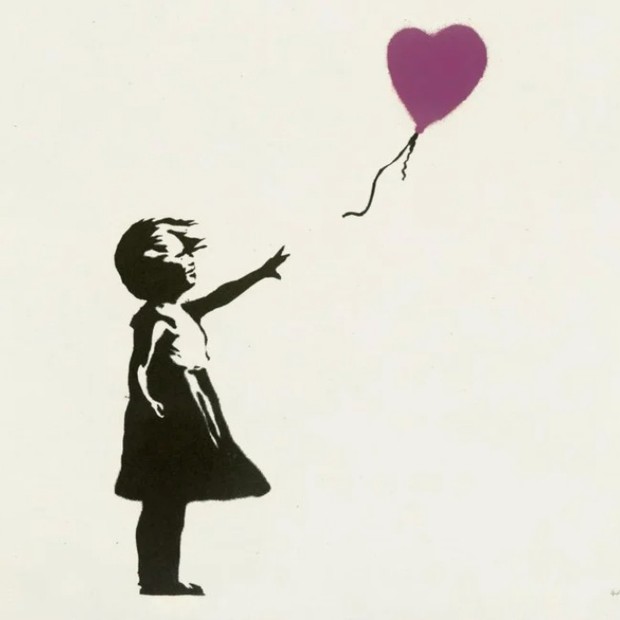 Obra de Banksy quebra recordes e é vendida em leilão online por US$ 1 milhão (Foto: christie’s / Divulgação)