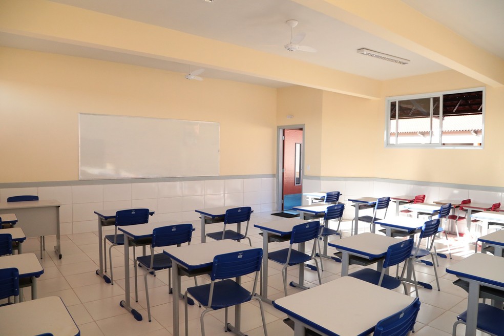 Sala de aula vazia em Minas Gerais, em 12-08-2022 — Foto: Prefeitura de Uberaba/Divulgação