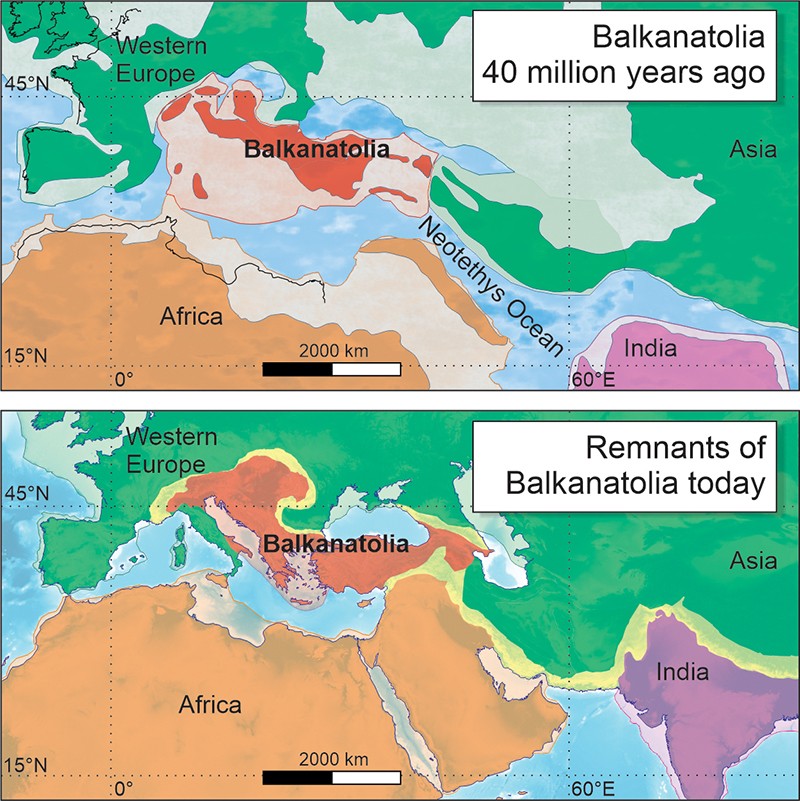 Imagem ilustrativa do continente rebaixado Balkanatolia (Foto: Alexis Licht & Grégoire Métais)