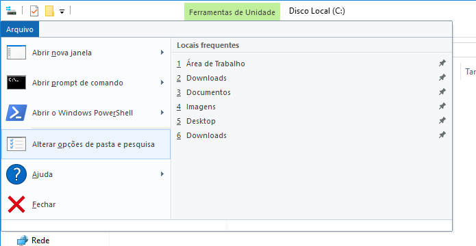 Acesse as configurações de pastas do Windows Explorer (Foto: Reprodução/Helito Bijora) 