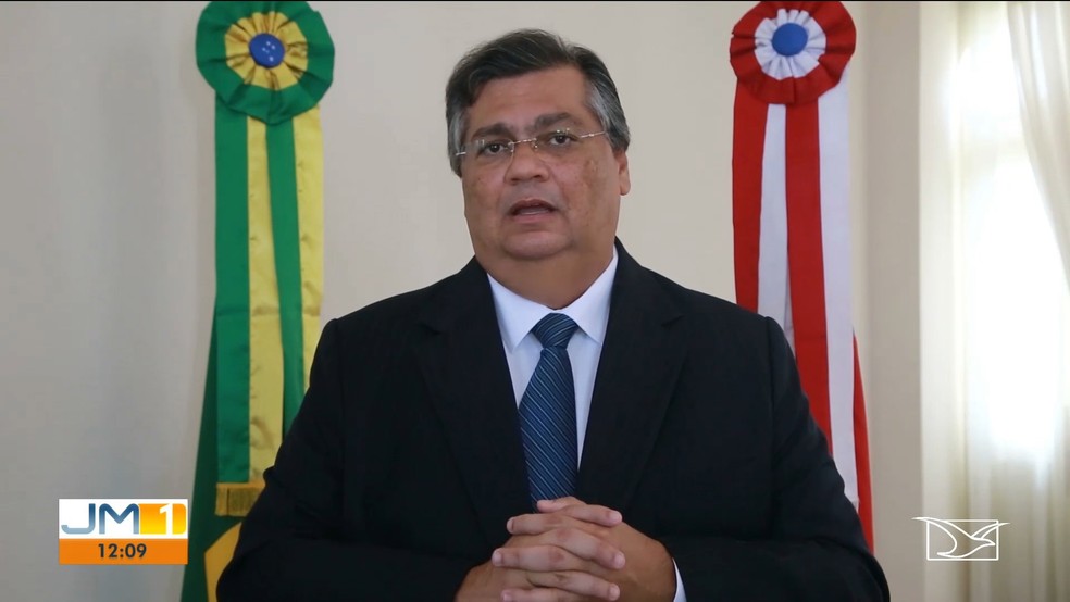 Governador do Maranhão, Flávio Dino (PCdoB) pede em pronunciamento que maranhenses não viajem durante a Semana Santa. — Foto: Reprodução/TV Mirante