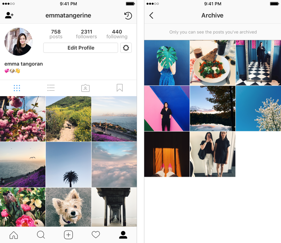 Instagram cria função para arquivar posts. (Foto: Divulgação/Instagram)