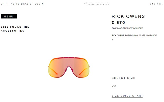 Óculos escuros Rick Owens (Foto: Reprodução)
