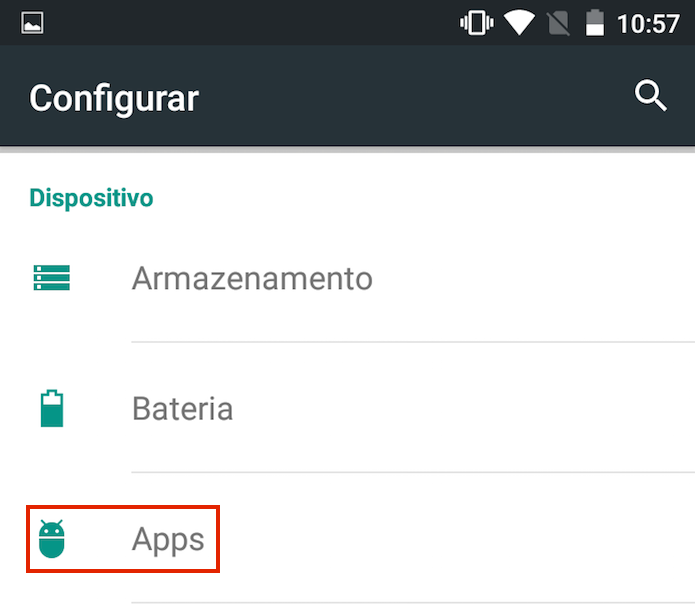 Acessando a opção Apps nas configurações do Android (Foto: Reprodução/Edivaldo Brito)