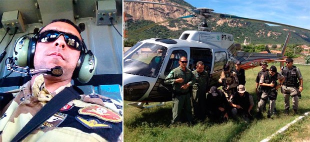  Capitão Inácio Brilhante comanda operação que conta com apoio do helicóptero da Secretaria de Segurança do Ceará  (Foto: Inácio Brilhante/PM do RN)