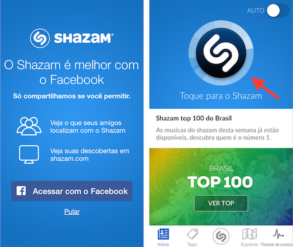 Shazam faz uma pesquisa automática para mostrar o nome da música — Foto: Reprodução/Marvin Costa