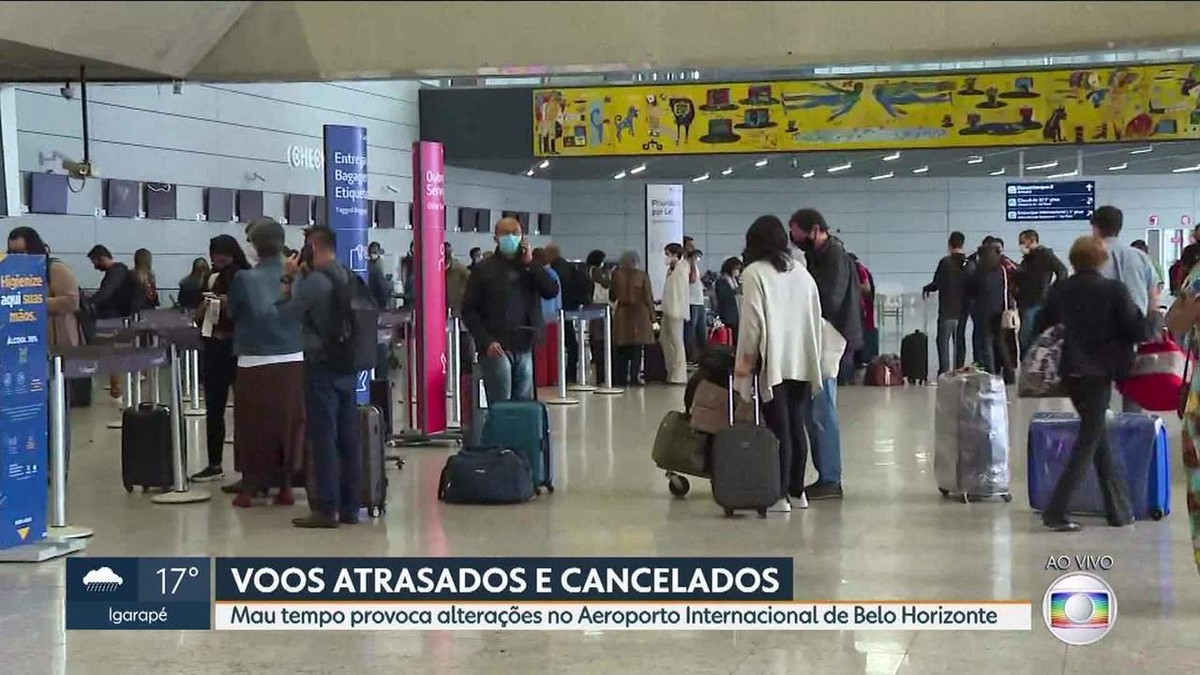 Aeroporto de Confins, na Grande BH, tem voos cancelados e atrasados