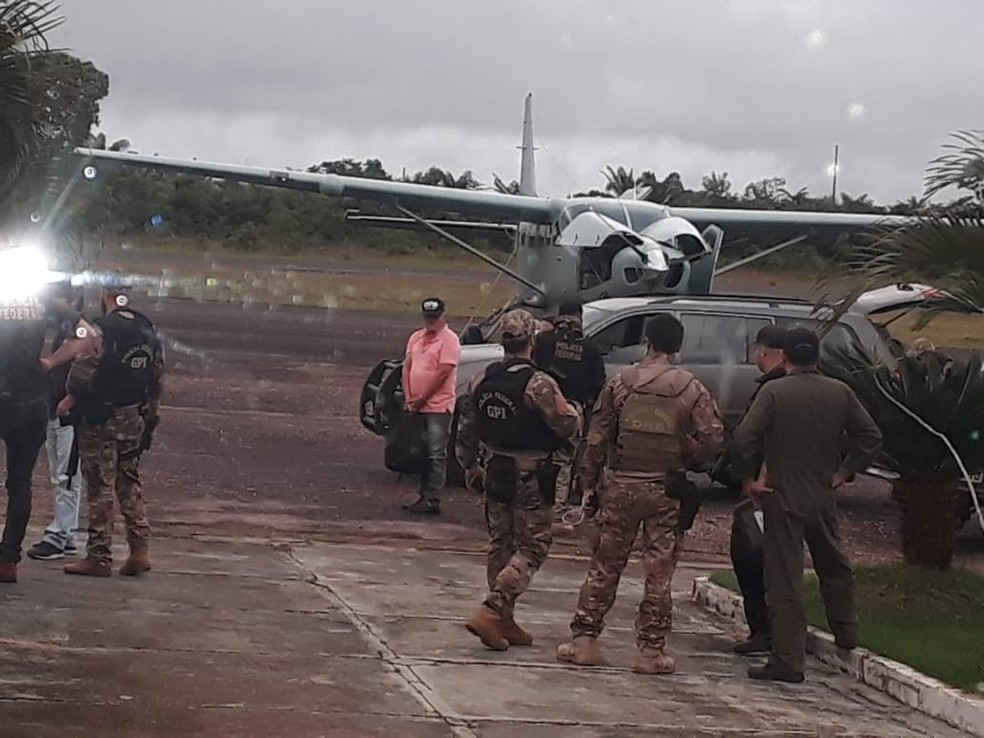 João Soares, apontado como chefe de quadrilha de tráfico internacional de drogas, é preso em Tucumã, no Pará, durante a Operação Flak — Foto: Wesley Costa