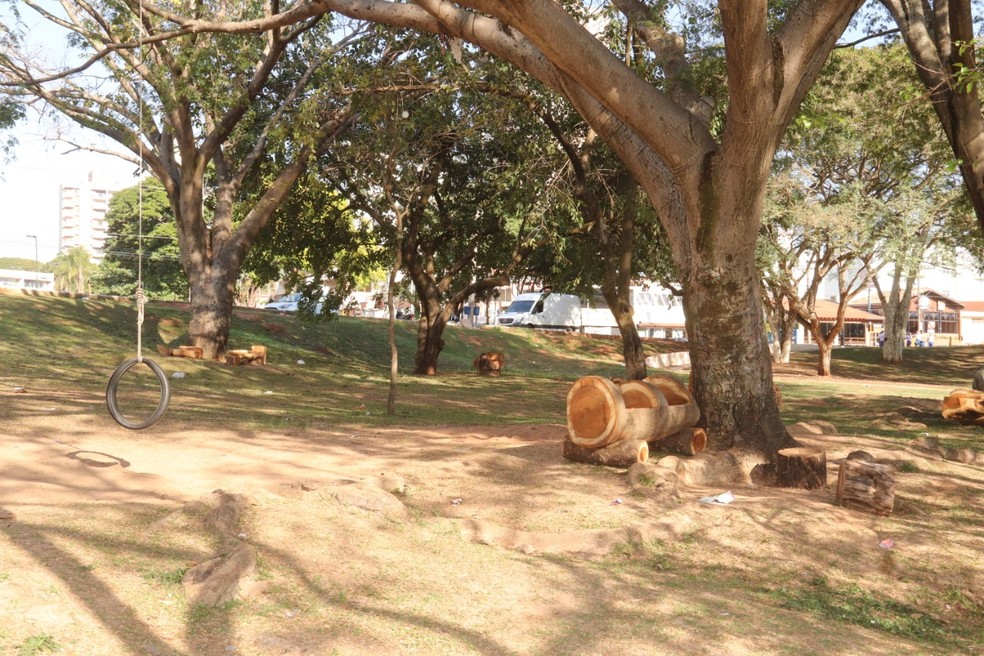 Bancos foram colocados no Parque Vitória Régia em Bauru — Foto: Prefeitura de Bauru/Divulgação