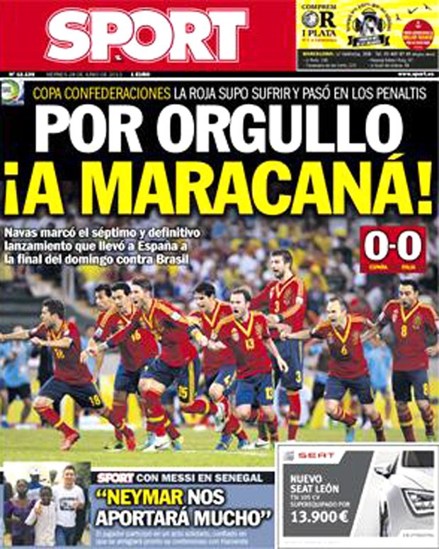 capa do jornal Sport, da Espanha (Foto: Reprodução / Twitter)