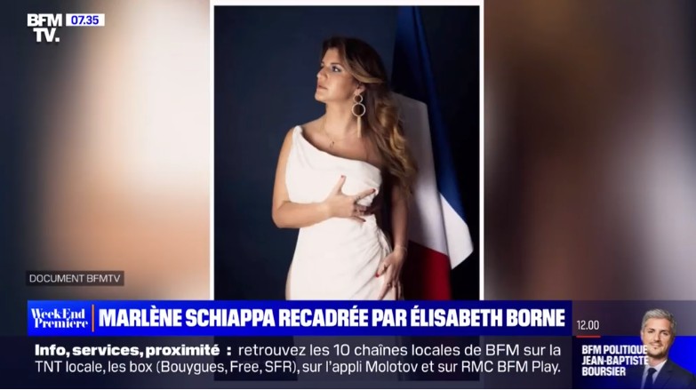 A ministra francesa Marlène Schiappa (Economia Social e Solidária e Vida Associativa) posou para a Playboy foi gerou polêmica — Foto: BFM / Reprodução