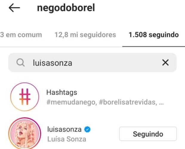 Nego do Borel ainda segue Luísa Sonza (Foto: Reprodução/Instagram)