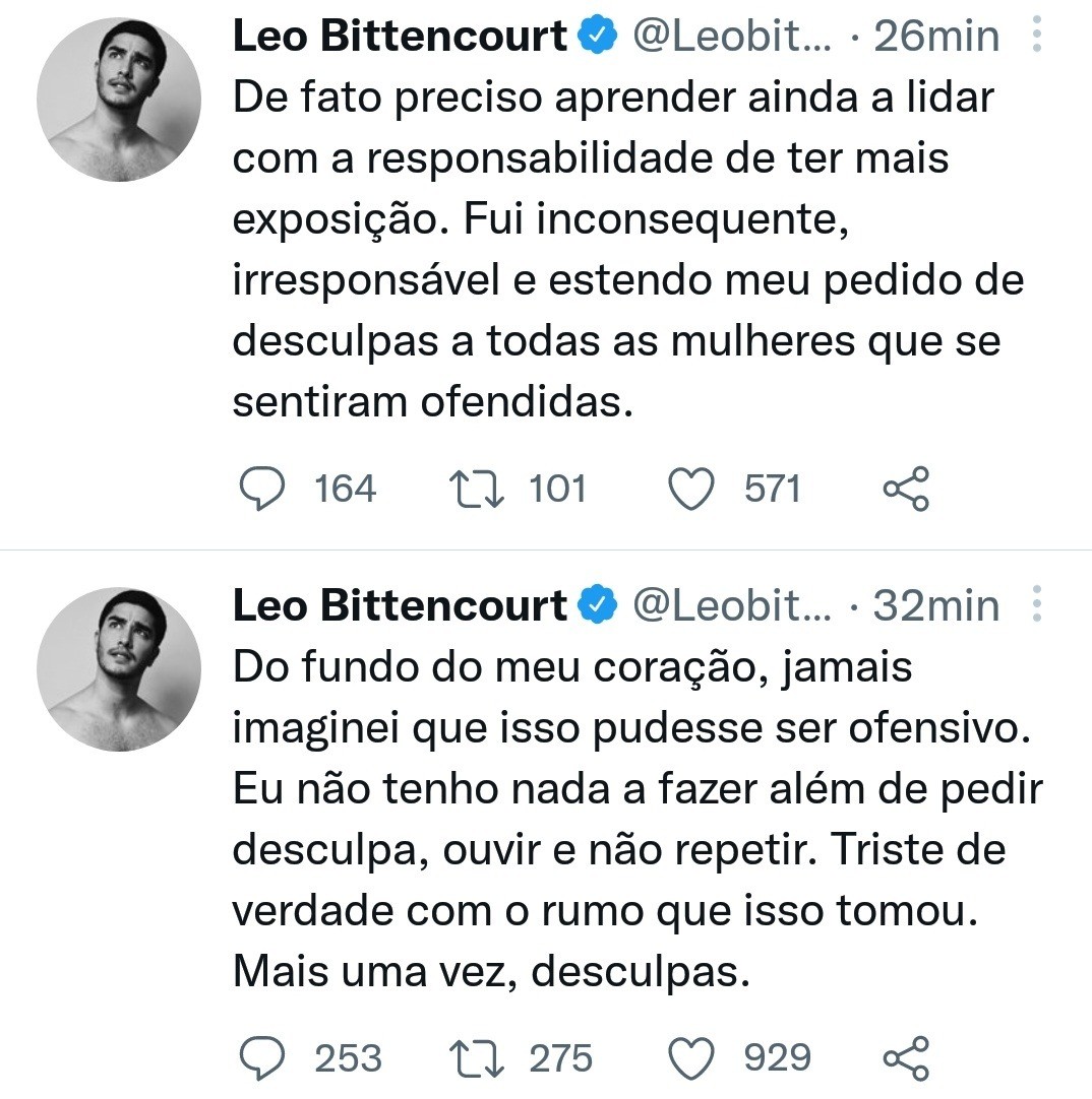 Leo Bittencourt após postagem polêmica (Foto: Reprodução/Twitter)