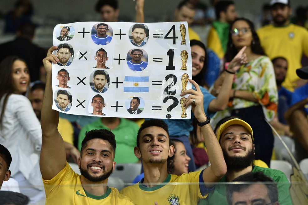 Torcida brasileira na vitória brasileira sobre a Argentina no Mineirão — Foto: Marcos Ribolli