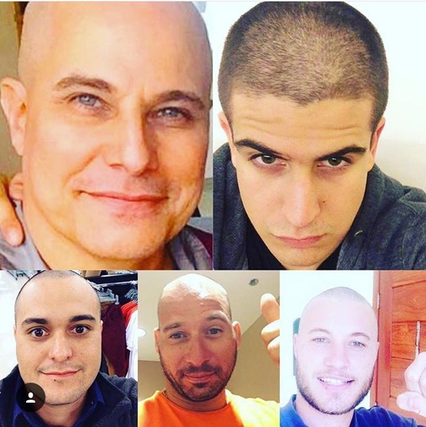 Enzo, filho de Edson Celulari, e mais três familiares rasparam a cabeça (Foto: Reprodução/Instagram)