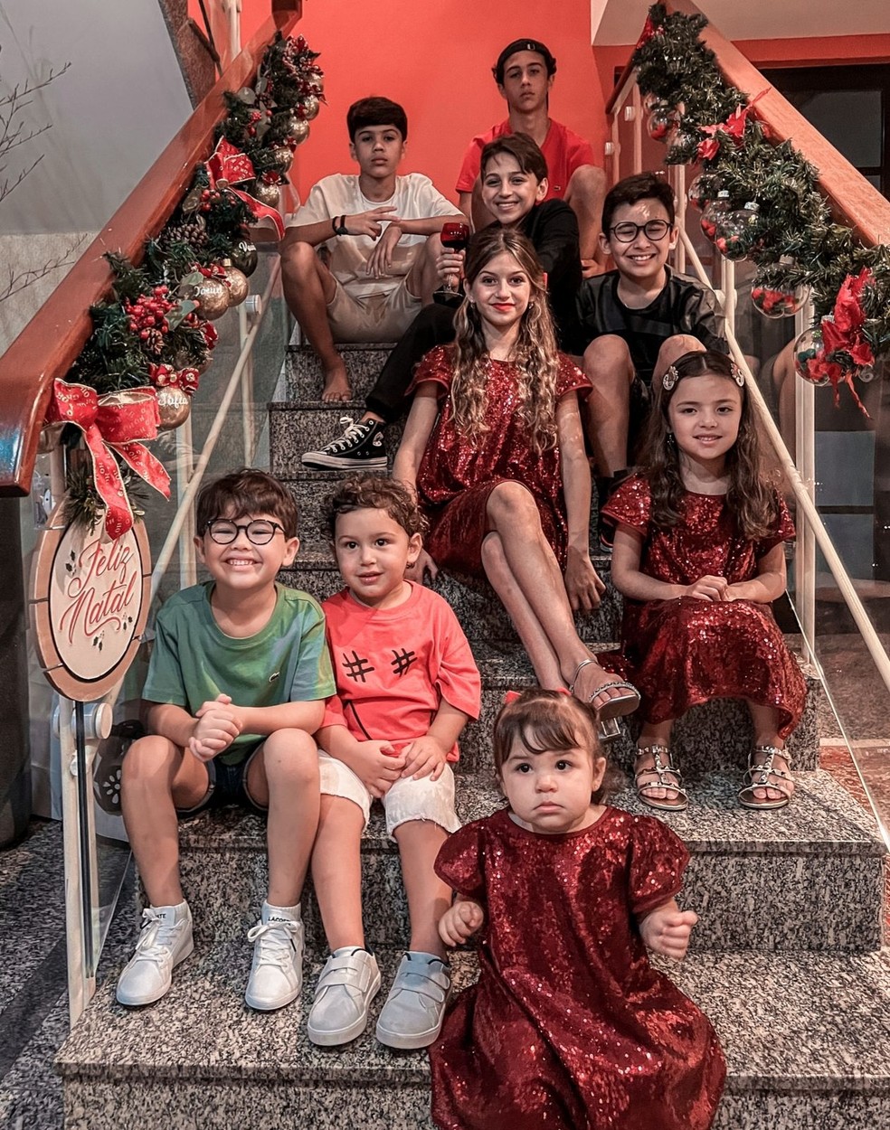 Os nove netos de Zico reunidos no Natal — Foto: Arquivo Pessoal