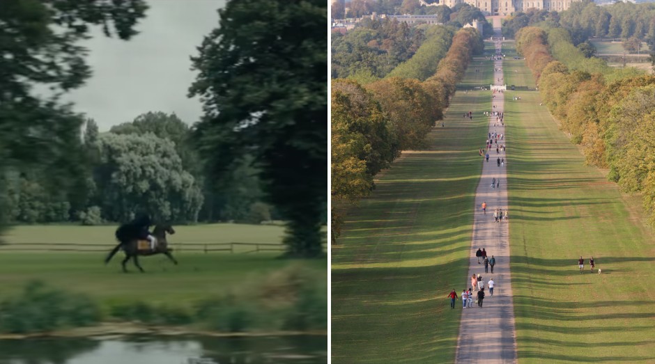 Windsor Great Park foi cenário das cavalgadas de Anthony Bridgerton e Kate Sharma (Foto: Reprodução/YouTube/Wikimedia Commons)