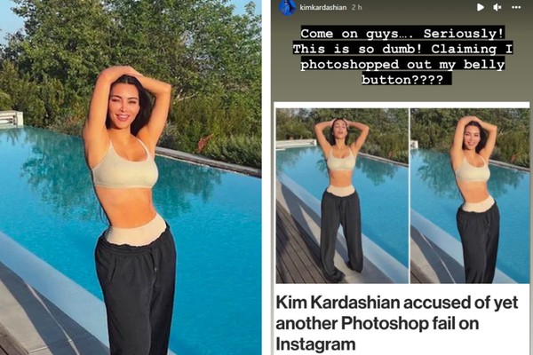 Kim Kardashian ironiza fãs que a acusaram de sumir com o próprio umbigo em edição (Foto: Reprodução/Instagram)