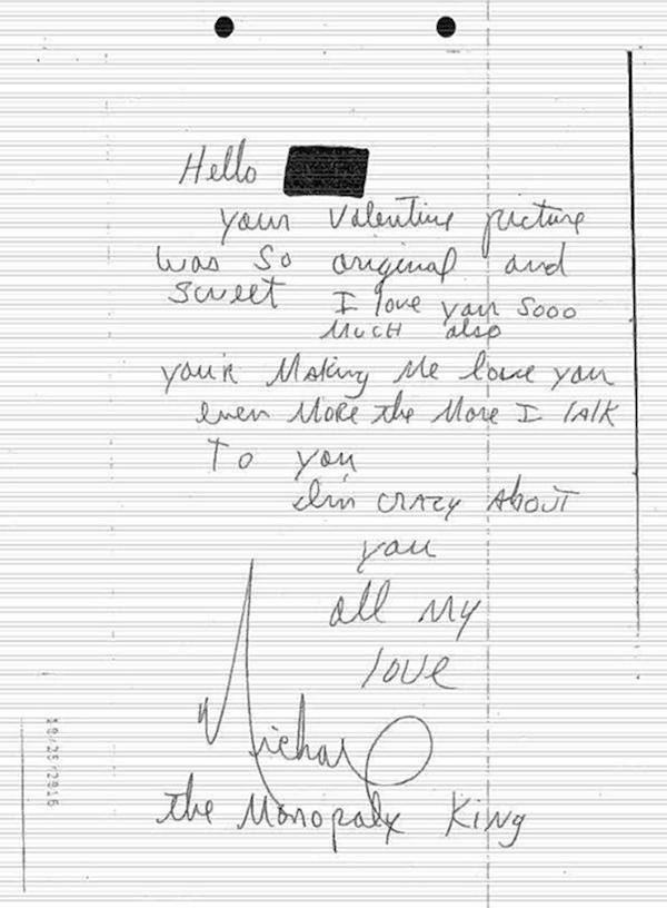A suposta carta atribuída a Michael Jackson (Foto: Reprodução)