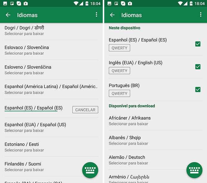 Teclado SwiftKey para Android pode fazer sugestões para múltiplos idiomas (Foto: Reprodução/Elson de Souza)