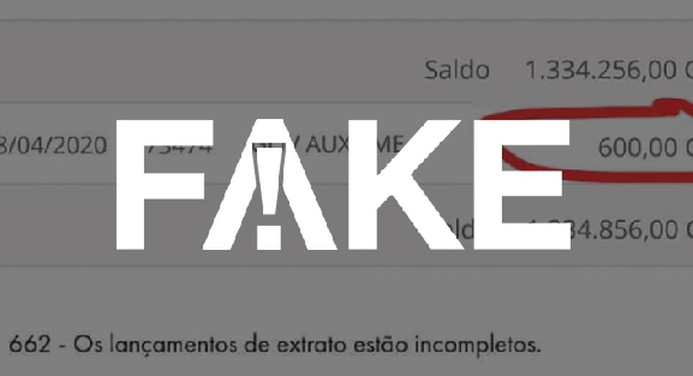 E Fake Imagem De Extrato Bancario Com Deposito De Auxilio Emergencial Em Conta Com Saldo Milionario Coronavirus G1