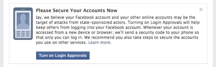 Facebook notificará usuários sobre atividades suspeitas