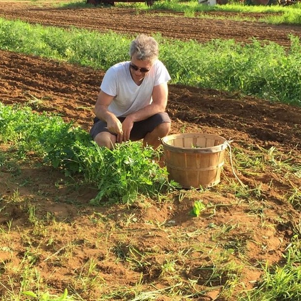Bon Jovi cuidando da horta que mantém no Soul Kitchen (Foto: reprodução/ instagram)