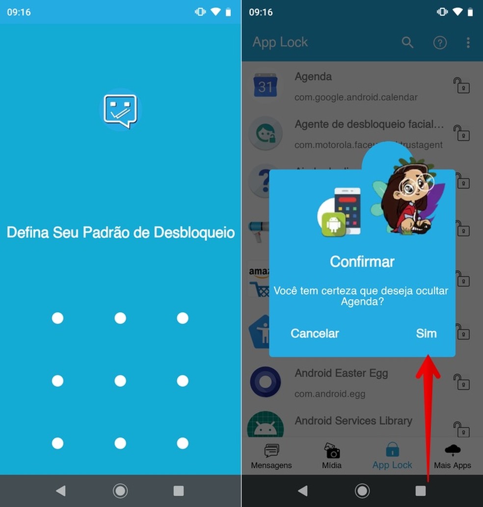 Crie um padrão e confirme o bloqueio no Hide — Foto: Reprodução/Helito Beggiora