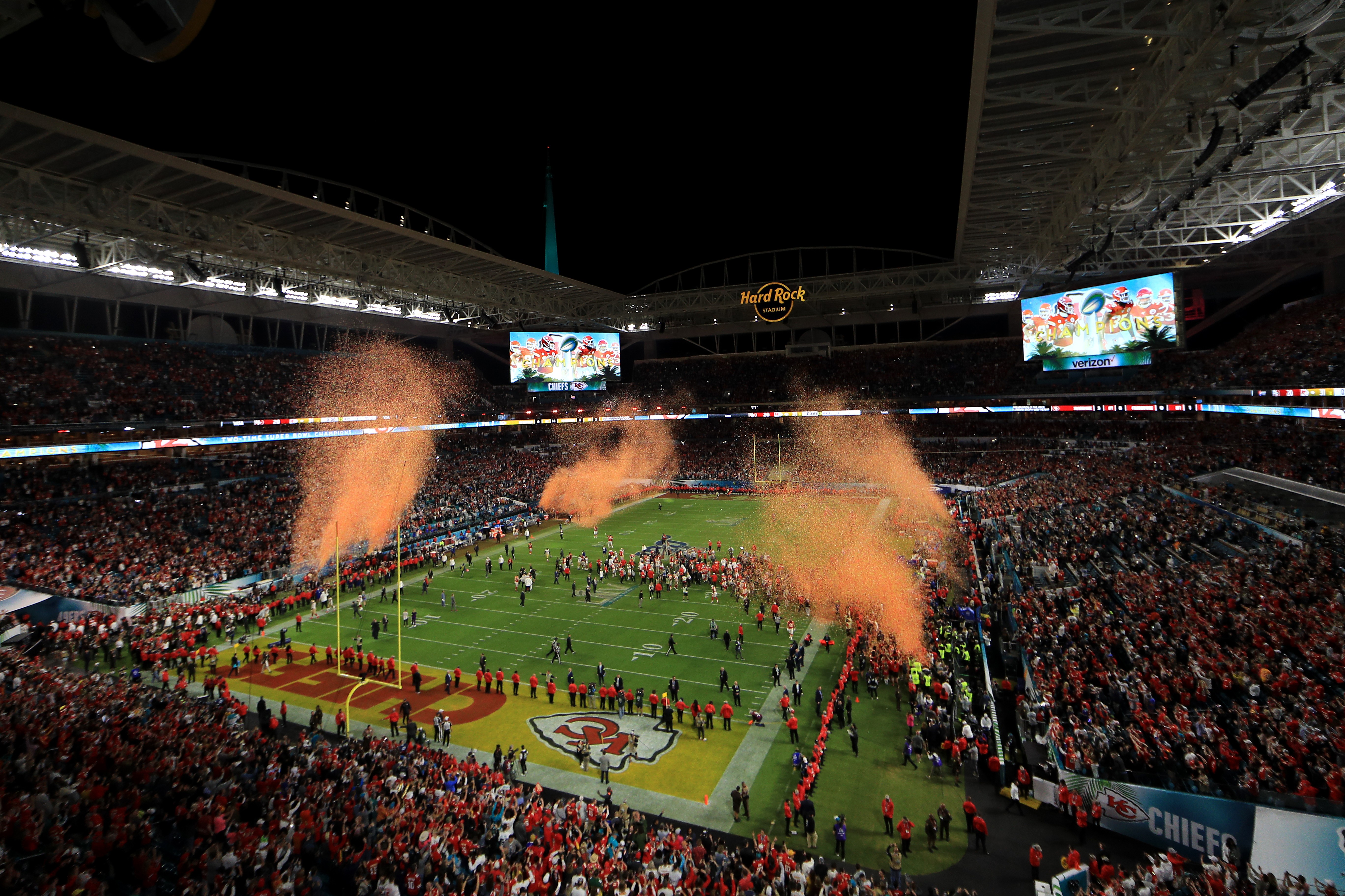 Hard Rock Stadium, em Miami, em festa no Super Bowl deste ano (Foto: Getty Images)