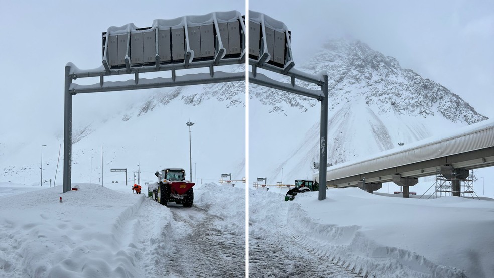 Fotos mostram condições de estrada após nevasca no Chile — Foto: Gerson Henrich da Silva/Divulgação