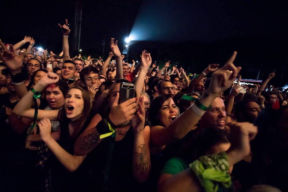 Público no show do Green Day, em São Paulo, na noite desta sexta-feira (3) (Foto: Marcelo Brandt/G1)