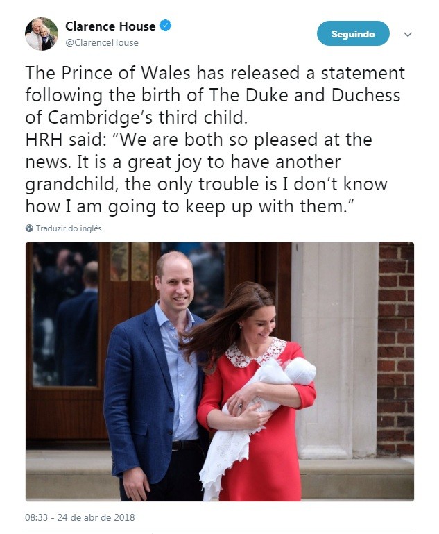 Príncipe Charles sobre nascimento do terceiro neto (Foto: Getty Images)