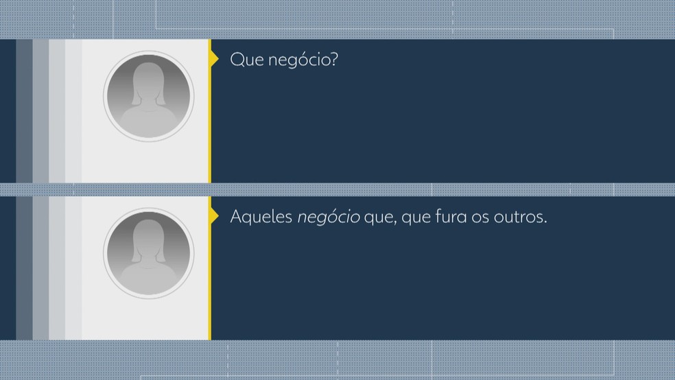 Quadrilha fala: 'Aquele negócio que, que fura os outros', se referindo à bala de revólver — Foto: Reprodução/TV Globo