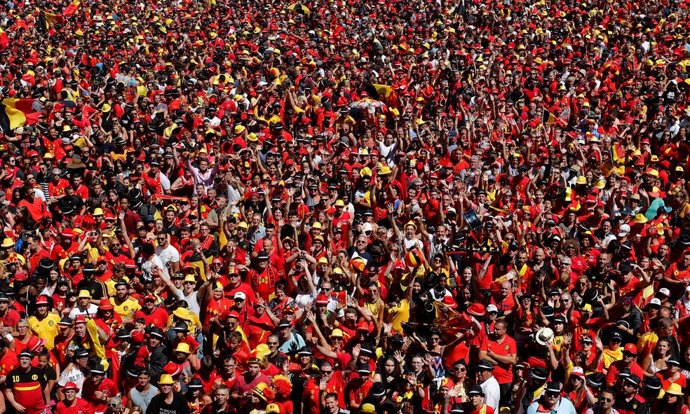 Festa da torcida da Bélgica em Bruxelas (Foto: REUTERS/Yves Herman/Pool)