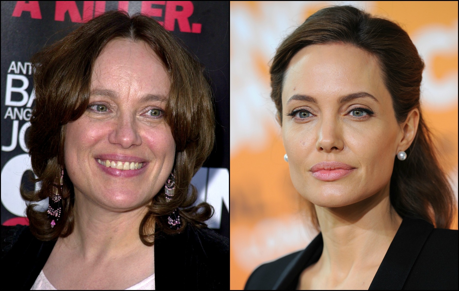Marcheline Bertrand em julho de 2001 e a filha, Angelina Jolie, atualmente. (Foto: Getty Images)
