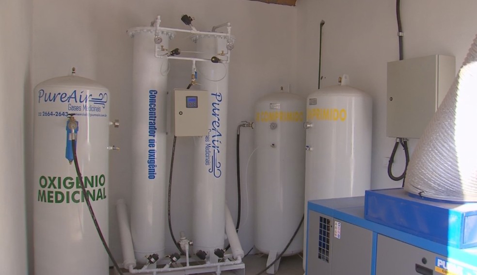 Mini usina de oxigênio foi instalada em hospital de campanha em Ourinhos — Foto: TV TEM/Reprodução