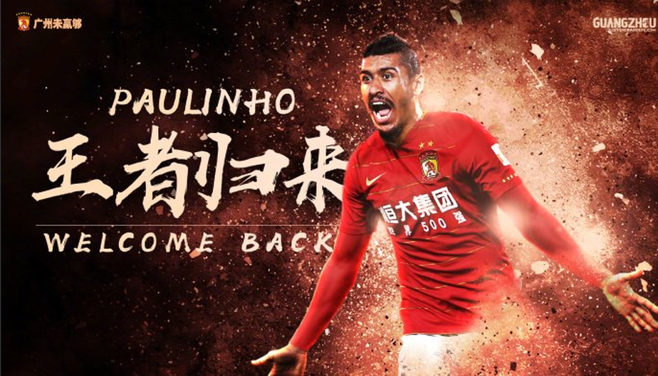 ApÃ³s um ano, Guangzhou Evergrande anuncia retorno de Paulinho
