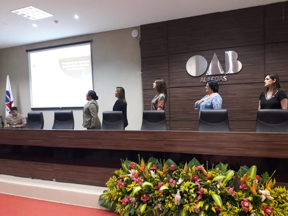 Ministra Damares Alves na 1ª Conferência Nacional das Rondas e Patrulhas Maria da Penha, realizada em Maceió — Foto: Luciana Martins/ Arquivo pessoal