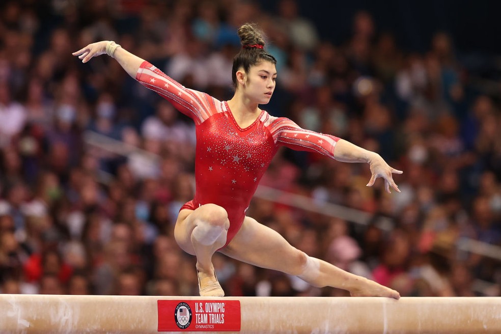 Kayla DiCello na trave da seletiva americana para as Olimpíadas — Foto:  Carmen Mandato/Getty Images