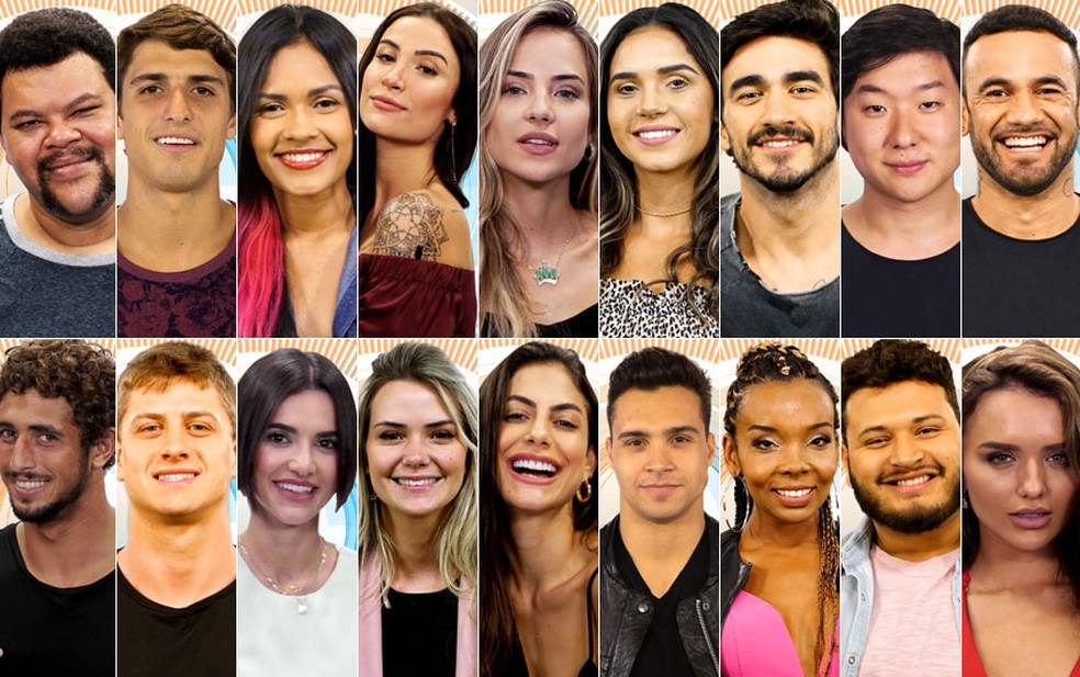 Os 18 participantes do BBB20, anunciados no sábado (18) — Foto: Divulgação/Globo